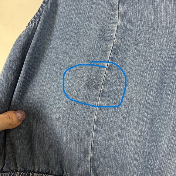 Lands End Chambray Sleeveless Dress Tiered Midi L (Spot) - Picture 3 of 6